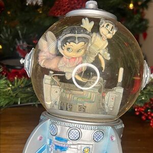 Betty Boop and Dog Snow Globe with Futuristic Base